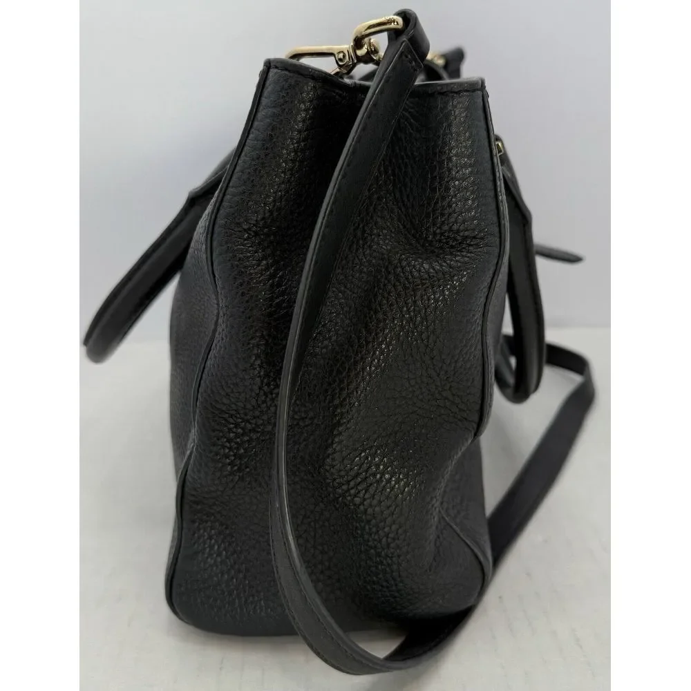 Michael Kors Pebbled Black Leather Bag With Gold Colored Logo Engraved‎ Hardware